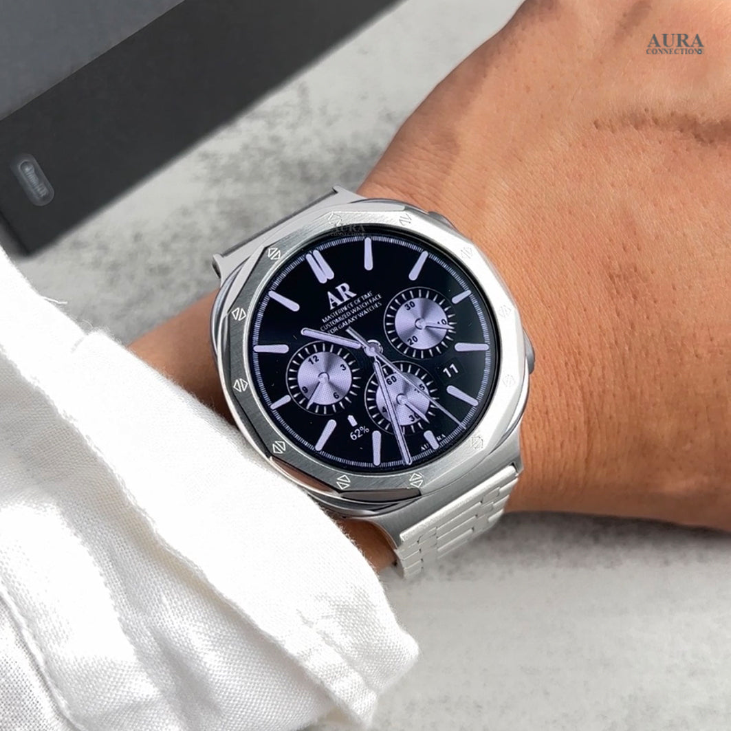 DUVAND Galaxy Watch Ultra 2 Bezel Ring & Strap – Kings GP 12-Sided Bezel + Kingsmaster 316L Steel Band | 47mm
