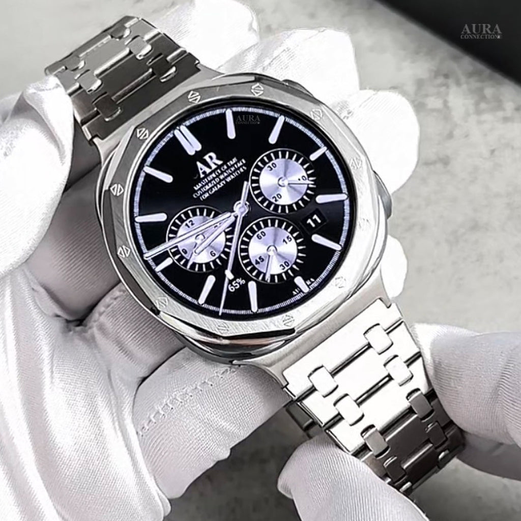 DUVAND Galaxy Watch Ultra 2 Bezel Ring & Strap – Kings GP 12-Sided Bezel + Kingsmaster 316L Steel Band | 47mm
