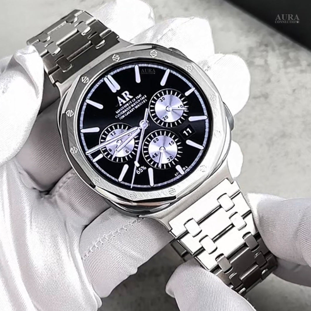 DUVAND Galaxy Watch Ultra 2 Bezel Ring & Strap – Kings GP 12-Sided Bezel + Kingsmaster 316L Steel Band | 47mm